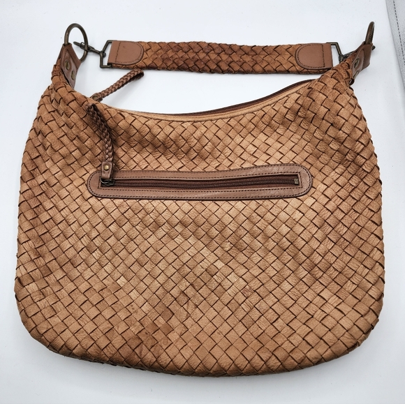 Donna Dixon Vintage Woven Hobo Tan Leather Shoulder Bag - Picture 10 of 14